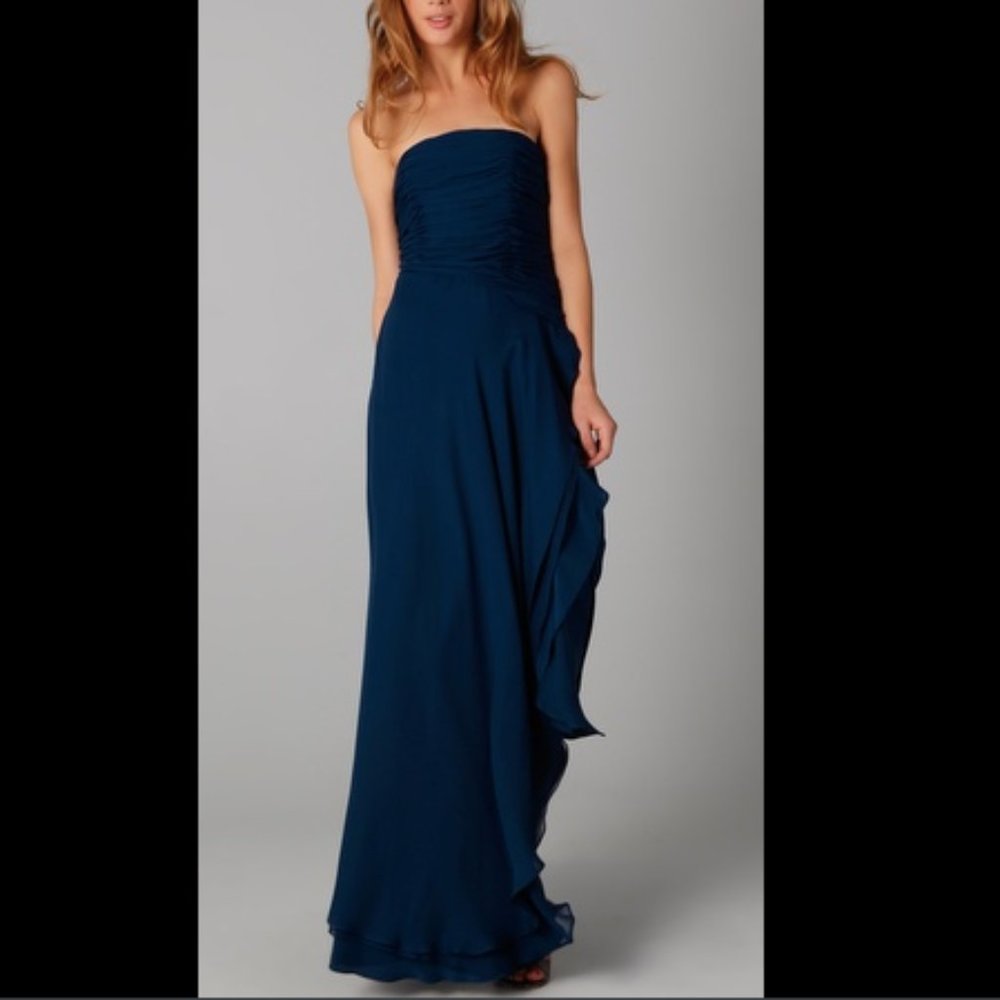 Haute Hippie strapless ruffle side gown